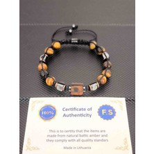 Tahrastone Fosilli Baltık Damla Kehribar-Üst Düzey Kaplangözü Doğaltaş Bileklik Takı Aksesuar Erkek Bileklik