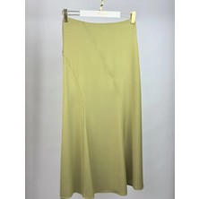 Sentez Fıstık Yeşili Renk Lilium Parçalı Volanlı Etek