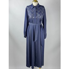 Nuss Denim Renk Elbise