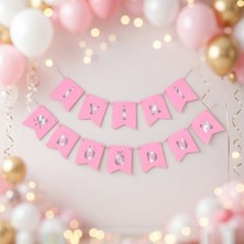 Dodomar Iyi Ki Doğdun Banner Pembe Üzeri Gümüş Yazı Flama Süs