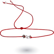 925 Ayar Gümüş Marteniçka Kırmızı Ip Inci Tasarım Dilek Bilekliği
