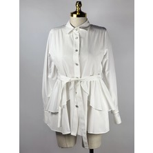 MY312 Ekru Renk Arkası Dantelli Tunik