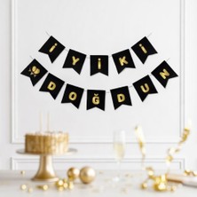 Dodomar Iyi Ki Doğdun Banner Siyah Üzeri Altın Yazı Parti Süsü