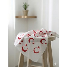 Sibel Günay Butik Türk Bayraklı Beyaz Fular / Bandana | Unisex | 52*53 cm