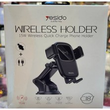 TeknoBeyza Yesido C187 15W Hızlı Kablosuz Şarjlı Otomatik Araç Içi Telefon Tutucu