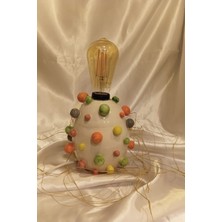 Rahan El Işi Seramik Abajur LED Işık Papatya Hand Made Kalp