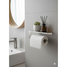 Dersel Dekor Modern Düzenleyici Paslanmaz Çelik Duvar Açık Raflı Havlu Askılığı Metal Banyo Rafı ve Havluluk Havlu Kağıtlık