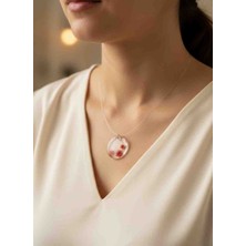 LuArte Gerçek Kurutulmuş Kırmızı Çiçekli Şeffaf Hayalet Kolye