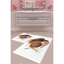 Mabeba Tekstil Dijital Baskı Yıkanabilir Kaymaz Taban Modern Banyo Paspası
