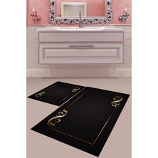 Mabeba Tekstil Dijital Baskı Yıkanabilir Kaymaz Taban Modern Banyo Paspası