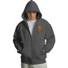 Muhtar Store Erkek Toy Poodle Baskılı Oversize Fermuarlı Hoodie
