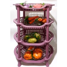 abnturk 4 Katlı Demonte Sebzelik Meyvalık Çok Amaçlı Portabl Banyo Rafı Kolay Sökülüp Takılır 48X34 H:80CM