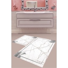 Mabeba Tekstil Dijital Baskı Yıkanabilir Kaymaz Taban Modern Banyo Paspası