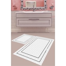 Mabeba Tekstil Dijital Baskı Yıkanabilir Kaymaz Taban Modern Banyo Paspası