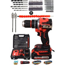 21V Çift Akülü Vidalama Çelik Mandren Kömürsüz Motor Darbeli Şarjlı Matkap