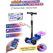 Ctoy 3 Tekerlekli Duman Efektli Bluetoothlu LED Işıklı Müzikli Çocuk Scooter (3-9 Yaş) – Mavi Mermer