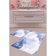 Mabeba Tekstil Dijital Baskı Yıkanabilir Kaymaz Taban Modern Banyo Paspası