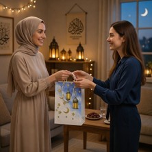 Dodomar Ramazan Kandil Temalı Hediyelik Karton Çanta 26X40X8 cm Iftar Dağıtım