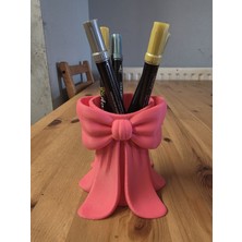 KMA Tekstil Fiyonk Tasarımlı Pembe Makyaj Fırçalık |  Masaüstü Düzenleyici