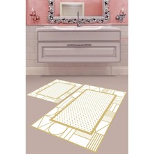 Mabeba Tekstil Dijital Baskı Yıkanabilir Kaymaz Taban Modern Banyo Paspası