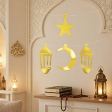 Dodomar Ramazan Dekorasyon Süs Seti 4 Parça Gold Varaklı Asmalı Duvar Süsü