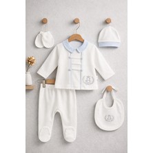 Laria Klasik Erkek Bebek 5'li Hastane Çıkış Zıbın Seti %100 Pamuk - Minicayzen