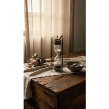 Evle Güneş Saatli Metal Kum Saati 22 cm Beyaz Kumlu Antik Bronz Vintage Lüks Hediyelik Dekoratif Aksesuar