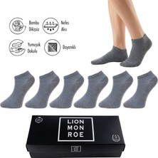 Lion Monroe Saf Bambu Erkek Patik  Düz Kısa  Çorap Dikişsiz Premium Kutulu 6'lı L5952AZNP Softaura
