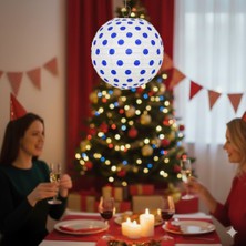 Dodomar 30 cm – Puantiyeli Mavi Büyük Japon Feneri Çin Feneri Parti Dekorasyonu