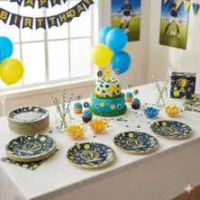 Dodomar Champion Temalı Sarı Lacivert Tabak 23 cm 8'li Doğum Günü Parti Tabağı