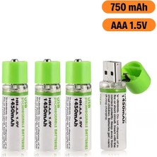 Twin Store® USB Şarjlı 1450MAH Aa 1.2V Lityum Kalem Pil – 4'lü Set, Tekrar Şarj Edilebilir Uzun Ömü