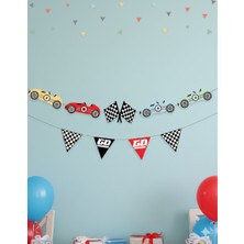 Dodomar 9 Parça Yarış Arabaları Temalı Dekoratif Banner - Çocuk Parti Süsü