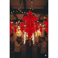 Dodomar Japon Feneri Petekli Çin Feneri Kırmızı Parti ve Organizasyon Süsü