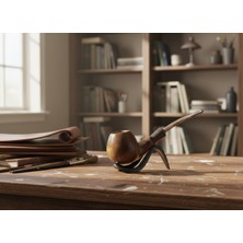 Goldenlight Meerschaum El Oyması Blok Lületaşı Pipo Brendi Form Bent Tasarım Akrilik Ağızlık Koleksiyonluk