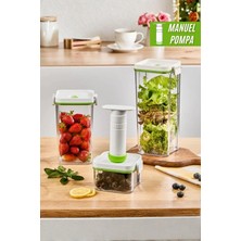 Evle Manuel Pompalı 3 Parça Saklama Kabı Seti 2 lt + 1,3 lt + 0,5 lt