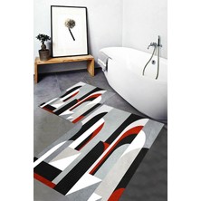 Mabeba Tekstil Dijital Baskı Yıkanabilir Kaymaz Taban Modern Banyo Paspası