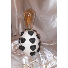 Rahan El Işi Seramik Abajur LED Işık Papatya Hand Made Kalp