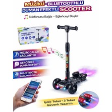 Ctoy 3 Tekerlekli Duman Efektli Bluetoothlu LED Işıklı Müzikli Çocuk Scooter (3-9 Yaş) – Siyah Mermer