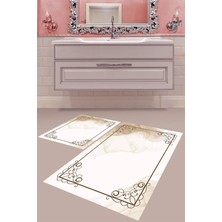 Mabeba Tekstil Dijital Baskı Yıkanabilir Kaymaz Taban Modern Banyo Paspası