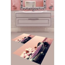 Mabeba Tekstil Dijital Baskı Yıkanabilir Kaymaz Taban Modern Banyo Paspası