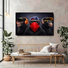 Artprinta Hip Hop Maymunlar Kanvas Tablo – Modern, Eğlenceli ve Sokak Stili Duvar Dekoru