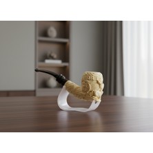 Goldenlight Meerschaum El Oyması Blok Lületaşı Pipo Çift Av Köpeği Figürlü Özel Seri Akrilik Ağızlık