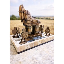 Gökçen Hobi Truva Atı Truva Askeri Ahşap Biblo Set Taş Stantlı