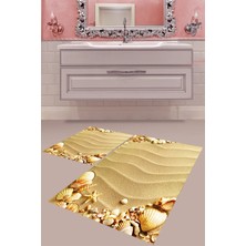 Mabeba Tekstil Dijital Baskı Yıkanabilir Kaymaz Taban Modern Banyo Paspası