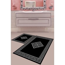 Mabeba Tekstil Dijital Baskı Yıkanabilir Kaymaz Taban Modern Banyo Paspası
