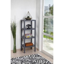 Evle Çok Amaçlı 4 Katlı Antrasit Raf, Banyo Rafı, Mutfak Rafı, Saksılık