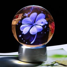 Keyfim Shop Dekoratif Metal Ayaklı Dört Yapraklı Yonca Tasarımlı 3D Cam Küre