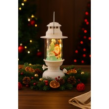 Dodomar Yılbaşı Ledli Fener (14 Cm) - Beyaz Işık Gaz Lambası Desenli Dekoratif Masa ve Ağaç Süsü