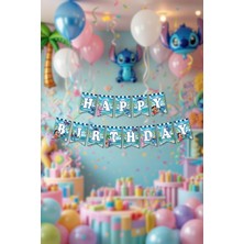 Dodomar Happy Birthday Stitch Bayraklı Banner 17X170 cm Doğum Günü Süsü
