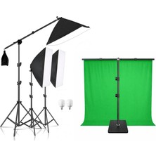 AZT Ürün Reklam Stüdyo Fotograf 50X70CM Softboxlı 195W Sürekli Işık 150X200CM Perde Stand Seti